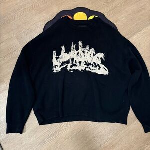 PacSun Black Crewneck Sweater with Cream Design